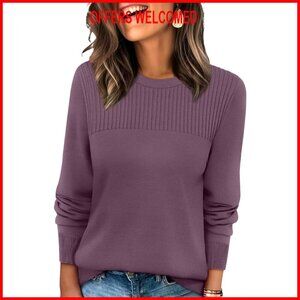 Long Sleeve Ribbed Knit Pullover Sweater for Women, OEKO-TEX Certified